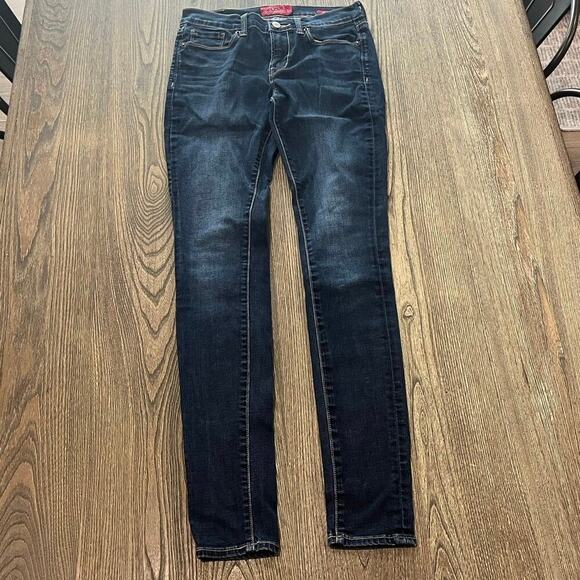 Lucky Brand Brooklyn Skinny Jeans Low Rise Denim Stretch Dark Wash Blue Sz 4/27 - Picture 1 of 12